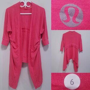 Lululemon Namaste Cardigan Wrap 6 Small Open Front Pink Red Sweater Yoga Stretch